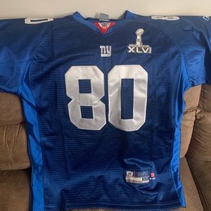 On field Reebok NYG Super Bowl VIctor Cruz jersey